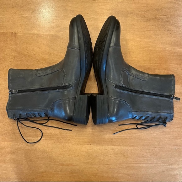 Like new dark-grey ankle-boots with side-zipper and lace-up back by Bussola - Picture 3 of 8